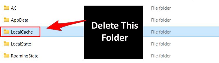 Delete Cache Files of Microsoft Store