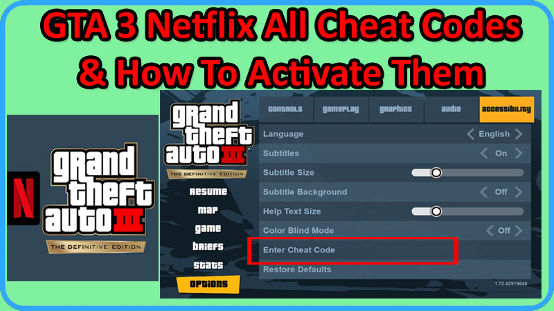 GTA 3 Netflix All Cheat Codes and How To Apply Them