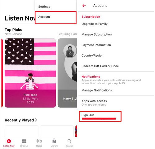 Sign out from Apple Music and then Sign In Back