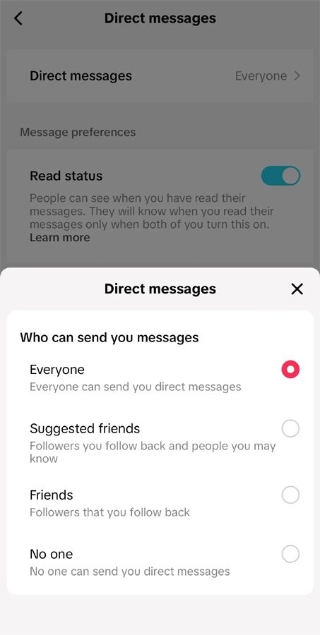 Fix “Cannot send messages due to this user’s privacy settings” on TikTok