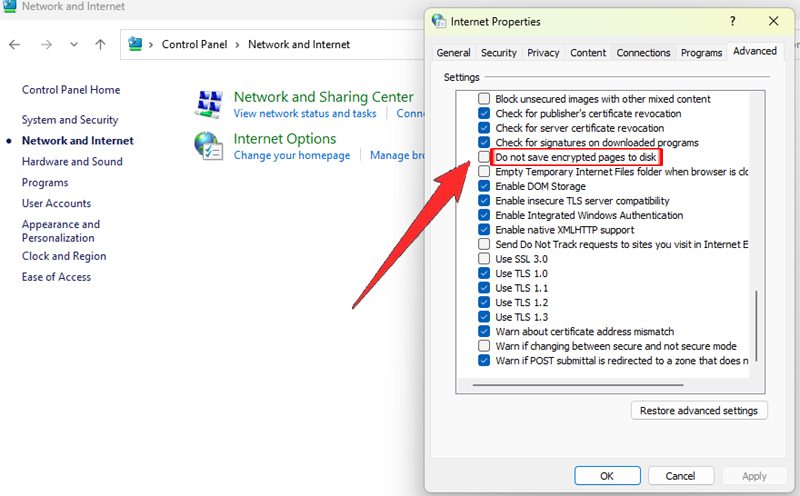 Change Internet Option Settings From Control Panel