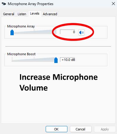 Increase volume level of microphone