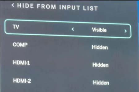 Check Input Source Is Not Hidden