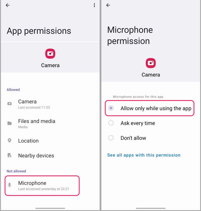 Check Microphone Permission for an App