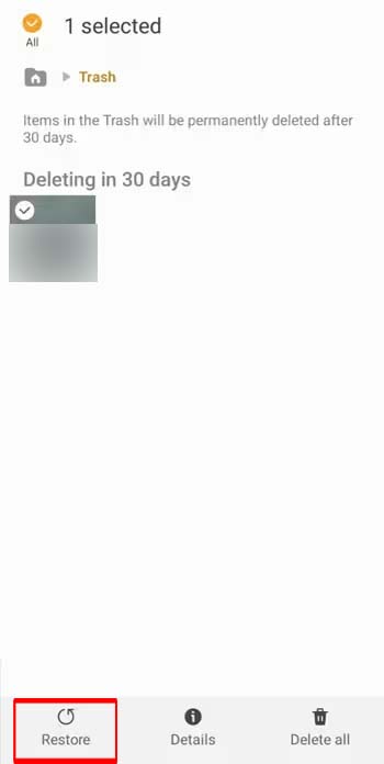 How to get back deleted data on Samsung phone from Recycle Bin