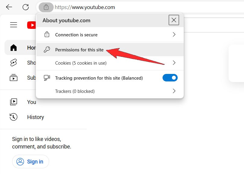 Permission to the site