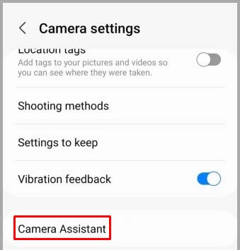 Tap on Camera Assistant