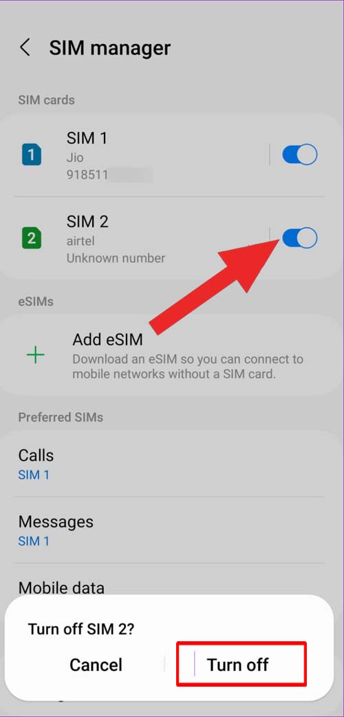 Turn off SIM