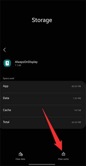 Clear the Always On Display Cache