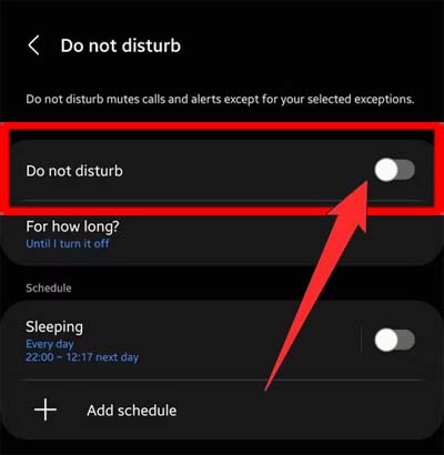 Disable Do Not Disturb Mode