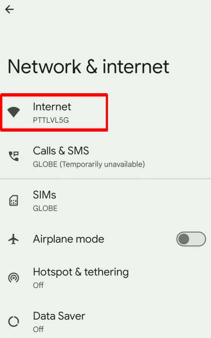 Google Pixel Network and internet